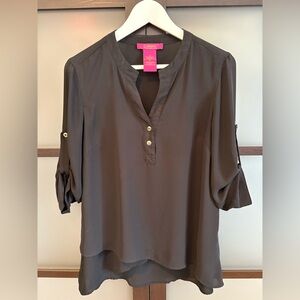 Women's Black Blouse with Gold Accents
